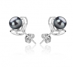 6-7mm AAAA Quality Freshwater Cultured Pearl Earring Pair in Rowan Black