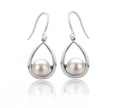 7-8mm AAAA Quality Freshwater Cultured Pearl Earring Pair in Marcia White