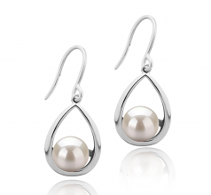 7-8mm AAAA Quality Freshwater Cultured Pearl Earring Pair in Marcia White