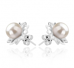 7-8mm AAAA Quality Freshwater Cultured Pearl Earring Pair in Morgan White