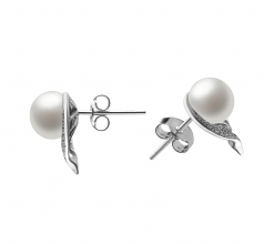 7-8mm AA Quality Freshwater Cultured Pearl Earring Pair in Carina White