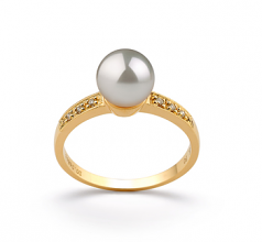 7.5-8mm AAA Quality Japanese Akoya Cultured Pearl Ring in Anne White