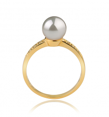 7.5-8mm AAA Quality Japanese Akoya Cultured Pearl Ring in Anne White