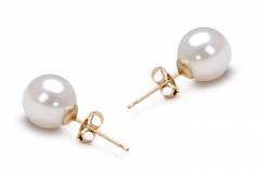 7.5-8mm AAA Quality Japanese Akoya Cultured Pearl Earring Pair in White