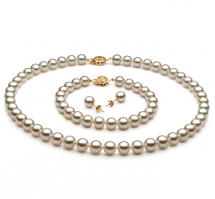 7.5-8mm AAA Quality Japanese Akoya Cultured Pearl Set in White