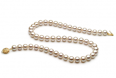White 7-8mm AAA Quality Freshwater Gold filled Cultured Pearl Necklace