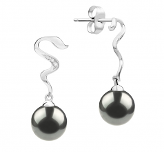 8-9mm AAA Quality Tahitian Cultured Pearl Earring Pair in Tamara Black