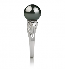 8-9mm AAA Quality Tahitian Cultured Pearl Ring in Caroline Black