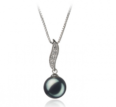 9-10mm AA Quality Freshwater Cultured Pearl Pendant in Alicia Black