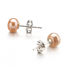 6-7mm AA Quality Freshwater Cultured Pearl Earring Pair in Pink