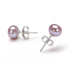 6-7mm AA Quality Freshwater Cultured Pearl Earring Pair in Lavender