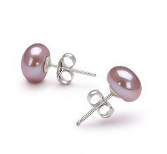 7-8mm AA Quality Freshwater Cultured Pearl Earring Pair in Lavender