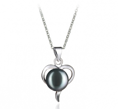 9-10mm AA Quality Freshwater Cultured Pearl Pendant in Leeza Black