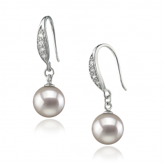 8-9mm AA Quality Japanese Akoya Cultured Pearl Earring Pair in Jacy White