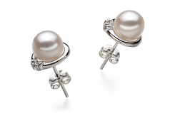 6-7mm AA Quality Japanese Akoya Cultured Pearl Earring Pair in Jocelyn White