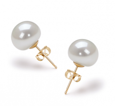 10-10.5mm AAA Quality Freshwater Cultured Pearl Earring Pair in White