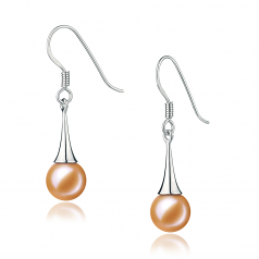 7-8mm AAAA Quality Freshwater Cultured Pearl Earring Pair in Sandra Pink