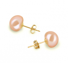 8-9mm AAA Quality Freshwater Cultured Pearl Earring Pair in Pink