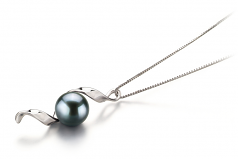 7-8mm AA Quality Japanese Akoya Cultured Pearl Pendant in Elva Black