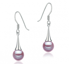 7-8mm AAAA Quality Freshwater Cultured Pearl Earring Pair in Sandra Lavender