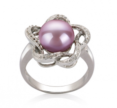 9-10mm AA Quality Freshwater Cultured Pearl Ring in Fiona Lavender