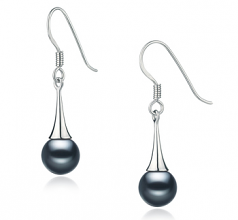 7-8mm AAAA Quality Freshwater Cultured Pearl Earring Pair in Sandra Black