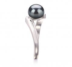 6-7mm AAA Quality Freshwater Cultured Pearl Ring in Dana Black