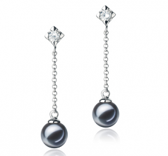 6-7mm AAAA Quality Freshwater Cultured Pearl Earring Pair in Ingrid Black