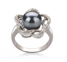 9-10mm AA Quality Freshwater Cultured Pearl Ring in Fiona Black