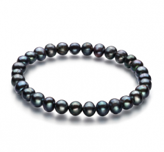 6-7mm A Quality Freshwater Cultured Pearl Bracelet in Bliss Black