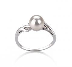 6-7mm AAA Quality Japanese Akoya Cultured Pearl Ring in Andrea White