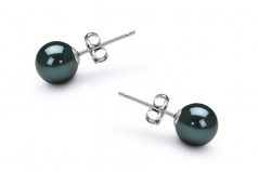 6-7mm AA Quality Japanese Akoya Cultured Pearl Earring Pair in Black