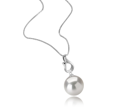 11-12mm AAAA Quality Freshwater - Edison Cultured Pearl Pendant in Elin White