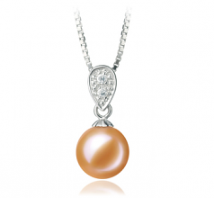 7-8mm AAAA Quality Freshwater Cultured Pearl Pendant in Daria Pink