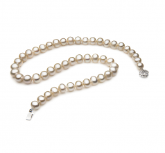 7-8mm A Quality Freshwater Cultured Pearl Necklace in Single White