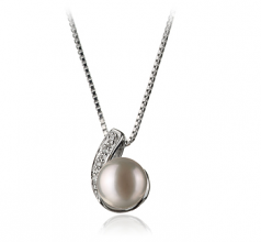 7-8mm AA Quality Freshwater Cultured Pearl Pendant in Claudia White