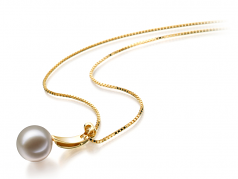 9-10mm AAAA Quality Freshwater Cultured Pearl Pendant in Sora White