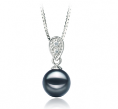 7-8mm AA Quality Japanese Akoya Cultured Pearl Pendant in Daria Black