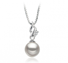 7-8mm AA Quality Japanese Akoya Cultured Pearl Pendant in Zalina White