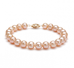 7-8mm AA Quality Freshwater Cultured Pearl Bracelet in Pink