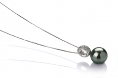 10-10.5mm AAA Quality Tahitian Cultured Pearl Pendant in Cecilia Black