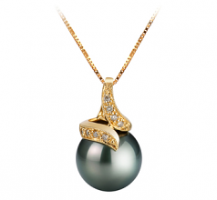 12.5-13mm AAA Quality Tahitian Cultured Pearl Pendant in Mina Black