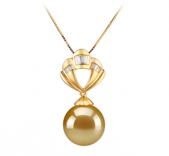 12-13mm AAA Quality South Sea Cultured Pearl Pendant in Helena Gold