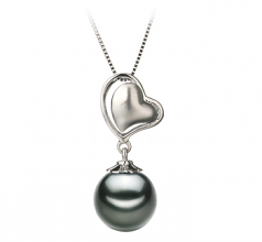 8-9mm AAA Quality Tahitian Cultured Pearl Pendant in Cora Black