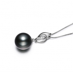 9-10mm AAA Quality Tahitian Cultured Pearl Pendant in Vita Black