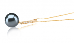 10-11mm AAA Quality Tahitian Cultured Pearl Pendant in Janet Black