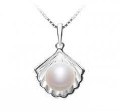 7-8mm AA Quality Freshwater Cultured Pearl Pendant in Shell White