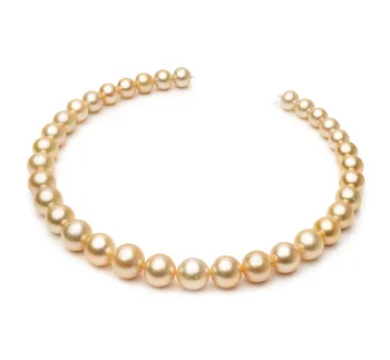 10.1-14.6mm AA Quality South Sea Cultured Pearl Necklace in 18-inch Gold