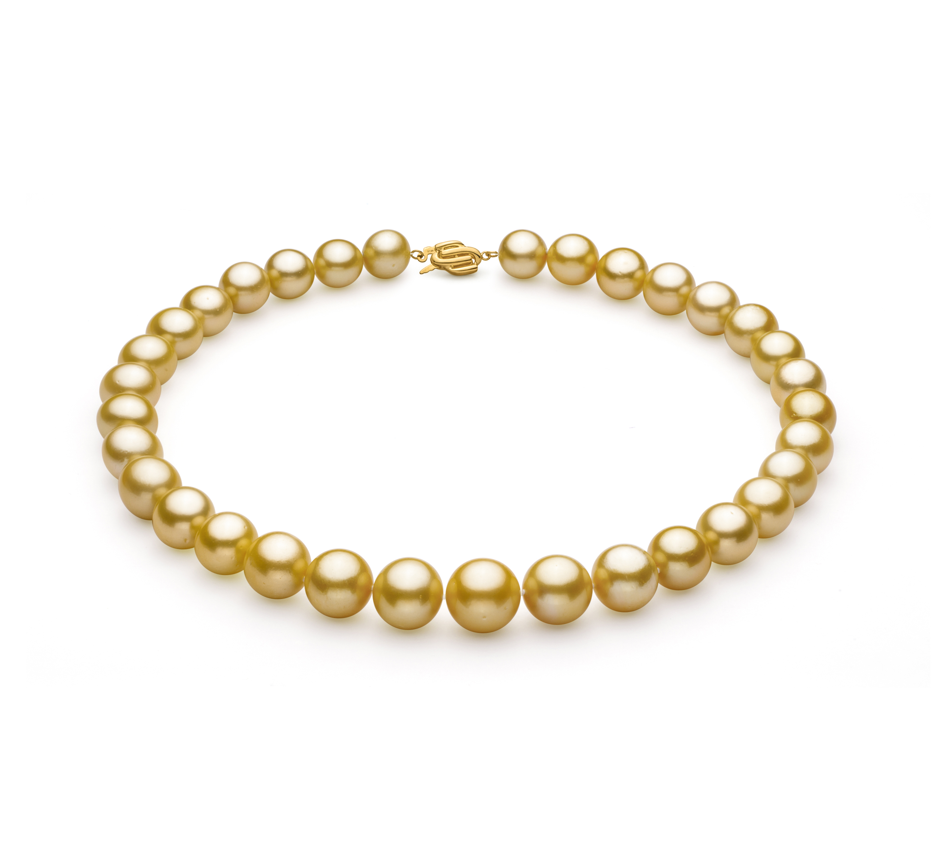 Gold 11.53-15.2mm AAA+ Quality South Sea 14K Yellow Gold Cultured Pearl Necklace