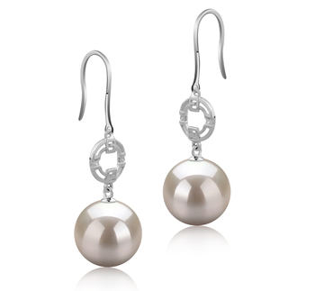 10-11mm AAAA Quality Freshwater Cultured Pearl Earring Pair in Adelle White